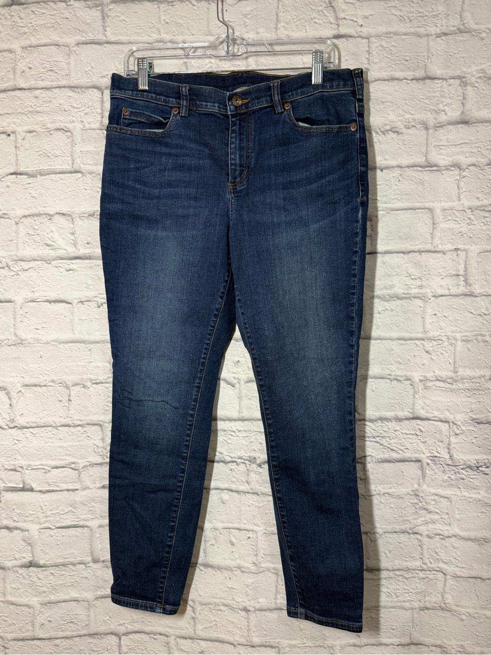 Duluth Trading Co. Women's Dark Blue Stretch Skinny Jeans, 12 Short